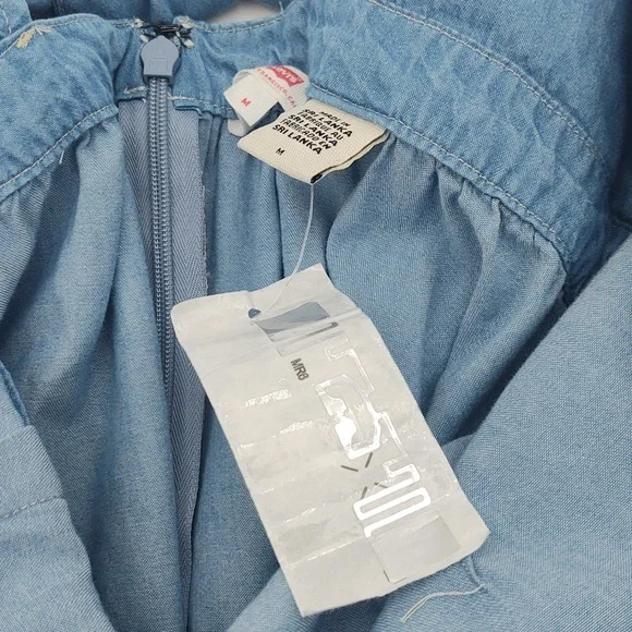 Levi's Chambray Dress Mini Flare Denim NWT Coastal Cowgirl Casual Blue Small - Picture 15 of 15